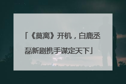 《莫离》开机，白鹿丞磊新剧携手谋定天下