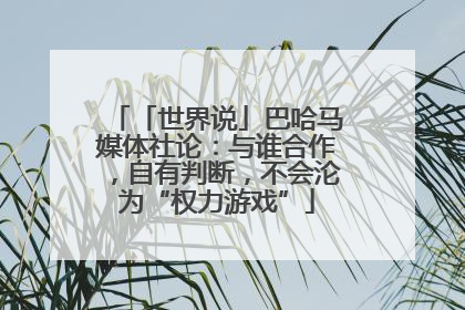 「世界说」巴哈马媒体社论：与谁合作，自有判断，不会沦为“权力游戏”