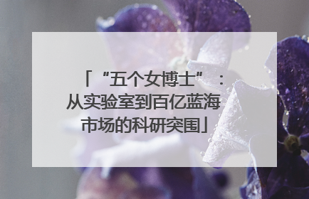 “五个女博士”：从实验室到百亿蓝海市场的科研突围