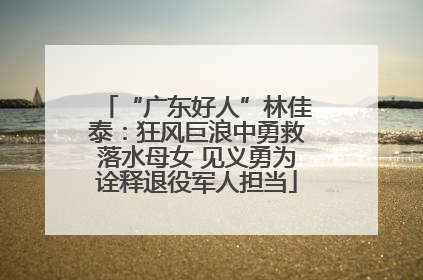 “广东好人”林佳泰：狂风巨浪中勇救落水母女 见义勇为诠释退役军人担当