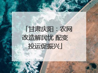 甘肃庆阳：农网改造解民忧 配变投运促振兴