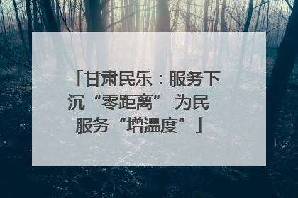 甘肃民乐：服务下沉“零距离” 为民服务“增温度”
