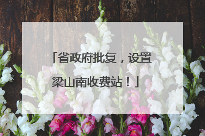 省政府批复，设置梁山南收费站！