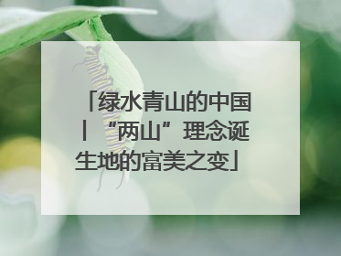 绿水青山的中国丨“两山”理念诞生地的富美之变