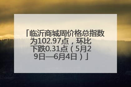 临沂商城周价格总指数为102.97点，环比下跌0.31点（5月29日—6月4日）