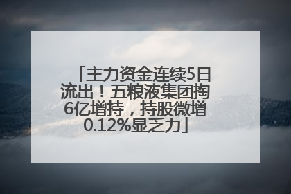 主力资金连续5日流出！五粮液集团掏6亿增持，持股微增0.12%显乏力