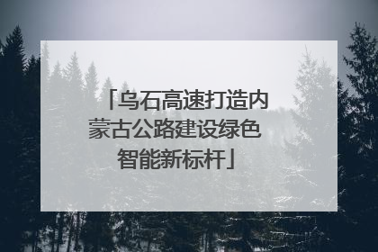 乌石高速打造内蒙古公路建设绿色智能新标杆