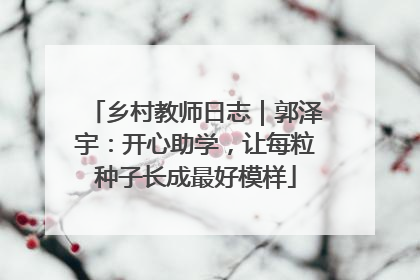 乡村教师日志｜郭泽宇：开心助学，让每粒种子长成最好模样