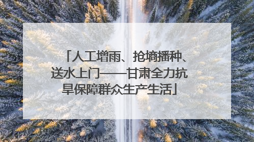 人工增雨、抢墒播种、送水上门——甘肃全力抗旱保障群众生产生活