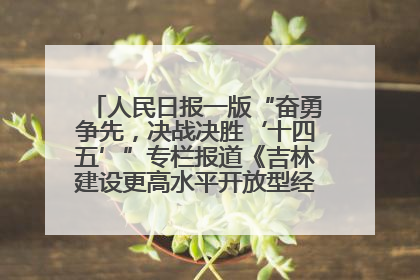 人民日报一版“奋勇争先，决战决胜‘十四五’”专栏报道《吉林建设更高水平开放型经济新体制》