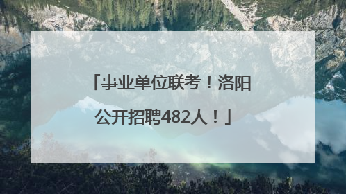 事业单位联考！洛阳公开招聘482人！
