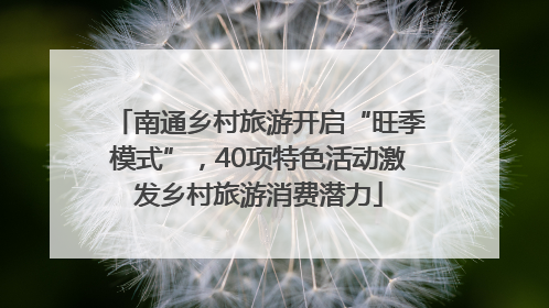 南通乡村旅游开启“旺季模式”，40项特色活动激发乡村旅游消费潜力