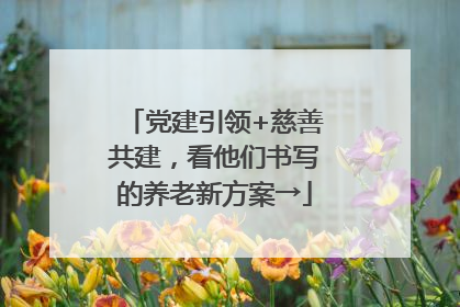 党建引领+慈善共建，看他们书写的养老新方案→