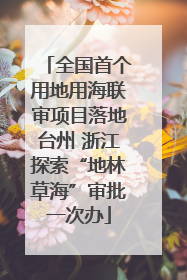 全国首个用地用海联审项目落地台州 浙江探索“地林草海”审批一次办
