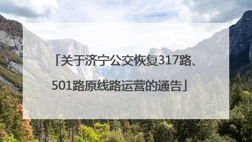 关于济宁公交恢复317路、501路原线路运营的通告