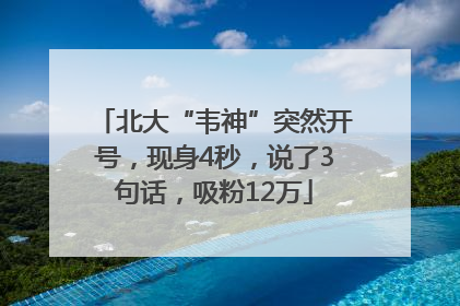 北大“韦神”突然开号，现身4秒，说了3句话，吸粉12万