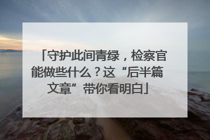 守护此间青绿，检察官能做些什么？这“后半篇文章”带你看明白