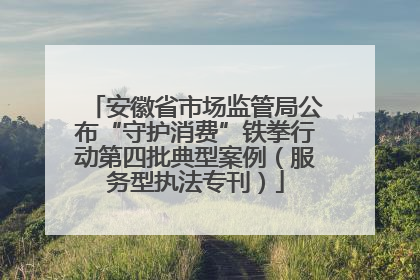 安徽省市场监管局公布“守护消费”铁拳行动第四批典型案例（服务型执法专刊）