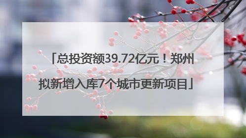 总投资额39.72亿元！郑州拟新增入库7个城市更新项目