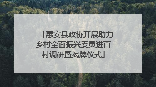 惠安县政协开展助力乡村全面振兴委员进百村调研暨揭牌仪式