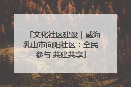 文化社区建设｜威海乳山市向阳社区：全民参与 共建共享