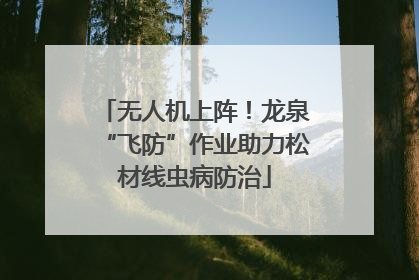 无人机上阵！龙泉“飞防”作业助力松材线虫病防治