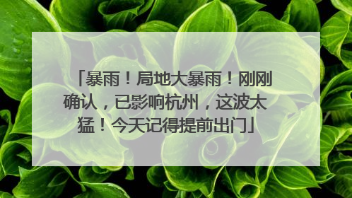 暴雨！局地大暴雨！刚刚确认，已影响杭州，这波太猛！今天记得提前出门