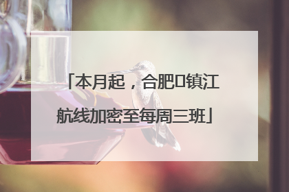 本月起，合肥⇋镇江航线加密至每周三班