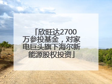 欣旺达2700万参投基金，对家电巨头旗下海尔新能源股权投资