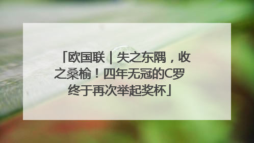 欧国联｜失之东隅，收之桑榆！四年无冠的C罗终于再次举起奖杯