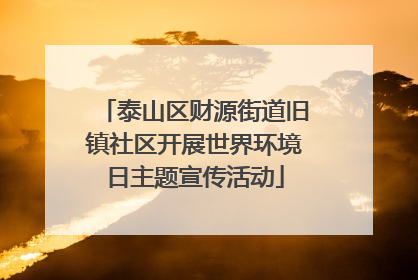 泰山区财源街道旧镇社区开展世界环境日主题宣传活动