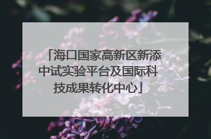 海口国家高新区新添中试实验平台及国际科技成果转化中心