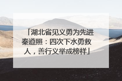 湖北省见义勇为先进秦遵照：四次下水勇救人，善行义举成榜样