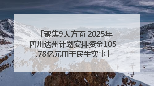 聚焦9大方面 2025年四川达州计划安排资金105.78亿元用于民生实事