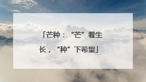 芒种：“芒”着生长，“种”下希望