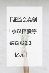 证监会亮剑！京汉控股等被罚没2.3亿元