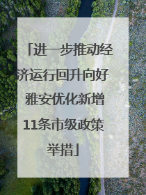 进一步推动经济运行回升向好 雅安优化新增11条市级政策举措