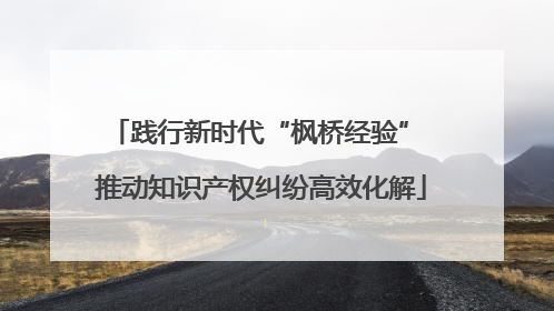 践行新时代“枫桥经验” 推动知识产权纠纷高效化解