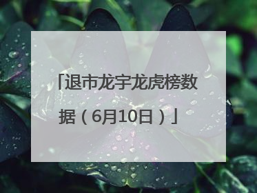 退市龙宇龙虎榜数据（6月10日）