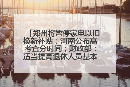 郑州将暂停家电以旧换新补贴；河南公布高考查分时间；财政部：适当提高退休人员基本养老金丨大象早报