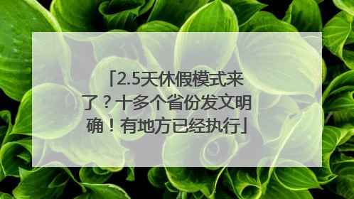 2.5天休假模式来了？十多个省份发文明确！有地方已经执行