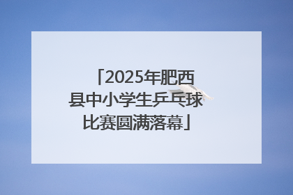2025年肥西县中小学生乒乓球比赛圆满落幕
