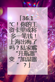 36.1℃！你的工资卡里或将多一笔钱！上海出梅了吗？陆家嘴“开瓶器”变“加湿器”？